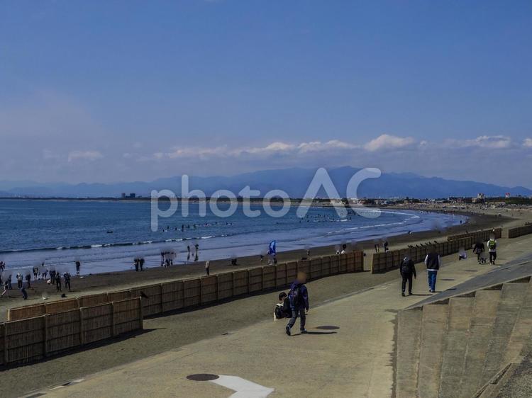 【神奈川県】藤沢市・片瀬西浜海水浴場 片瀬西浜海水浴場,藤沢市,江の島の写真素材