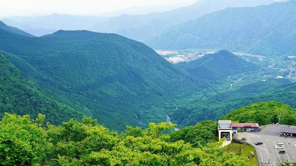 栃木県日光市の明智平展望台から見える風景 栃木県日光市の明智平展望台から見える風景 明智平展望台,日光,駅の写真素材