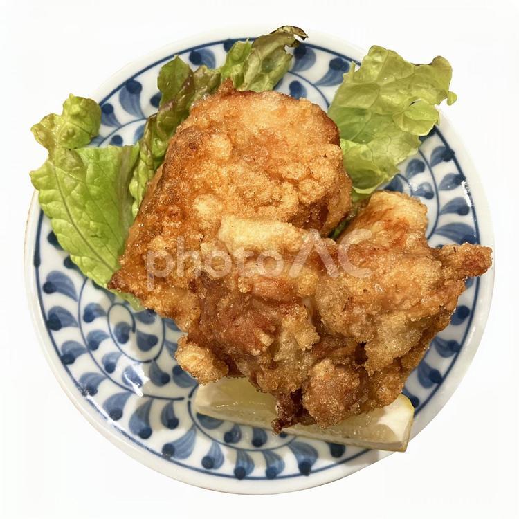 唐揚げ小皿（PSDは切抜き） 唐揚げ,からあげ,から揚げの写真素材