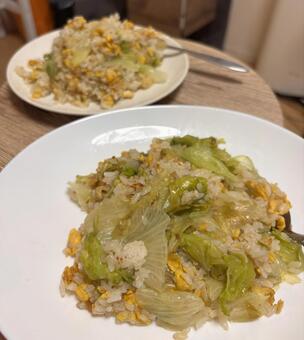 レタスチャーハン 食事,ご飯,レシピの写真素材