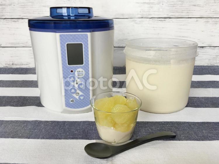 ヨーグルトメーカーと手作りヨーグルト ヨーグルトメーカー,手作りヨーグルト,キッチン家電の写真素材