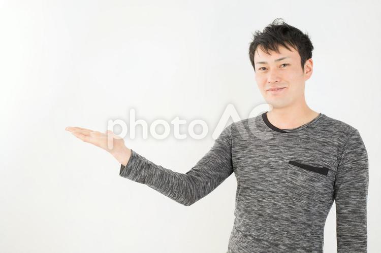 案内する男性 20代,おすすめ,こちらの写真素材