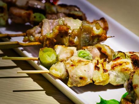 Photo, grilled chicken, skewers, chicken, 