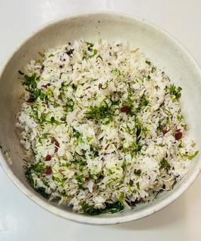 梅しそご飯 梅,紫蘇,大葉の写真素材