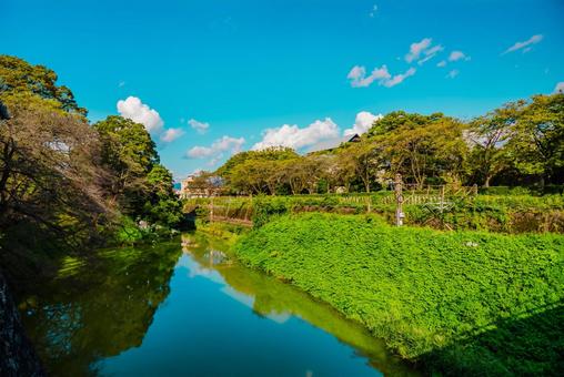 【山形】山形駅の周辺 山形城跡 霞城公園 【山形】山形駅の周辺 山形城跡 霞城公園 山形,城跡,お城の写真素材