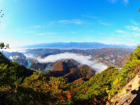 生坂・京ヶ倉からの景色（北アルプス） 京ヶ倉,北アルプス,犀川の写真素材