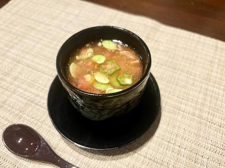 夏野菜の玉締め 茶碗蒸し,おいしい,とろとろの写真素材