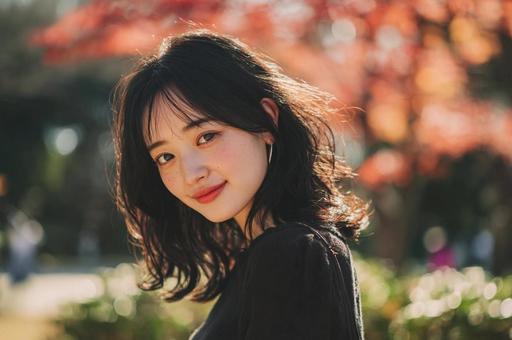 紅葉と女性-4 紅葉と女性-4の写真