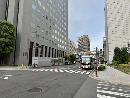 朝方の大阪駅周辺　道路や横断歩道 大阪,横断歩道,早朝の写真素材