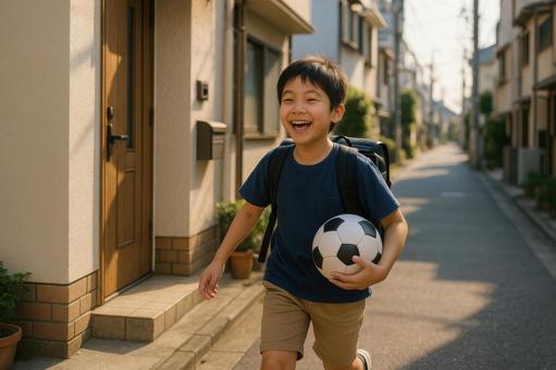 中学受験を終えて遊びに出かける子ども 中学受験を終えて遊びに出かける子どもの写真