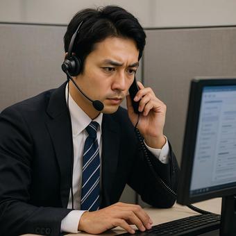 コールセンターの男性 コールセンターの男性の写真
