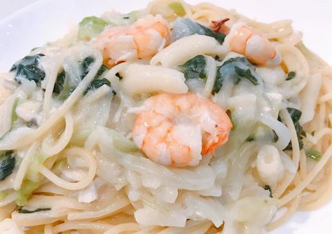 Shrimp cream pasta, JPG