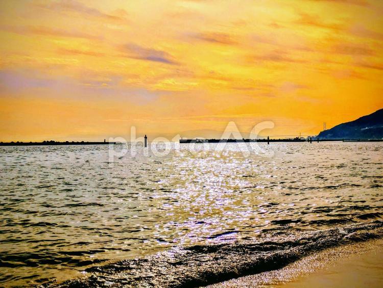 海と夕日 夕日,夕方,海の写真素材