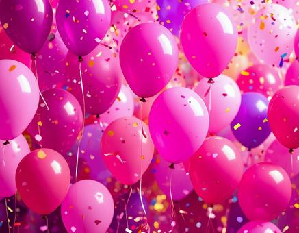 ピンクの風船　パーティーの写真