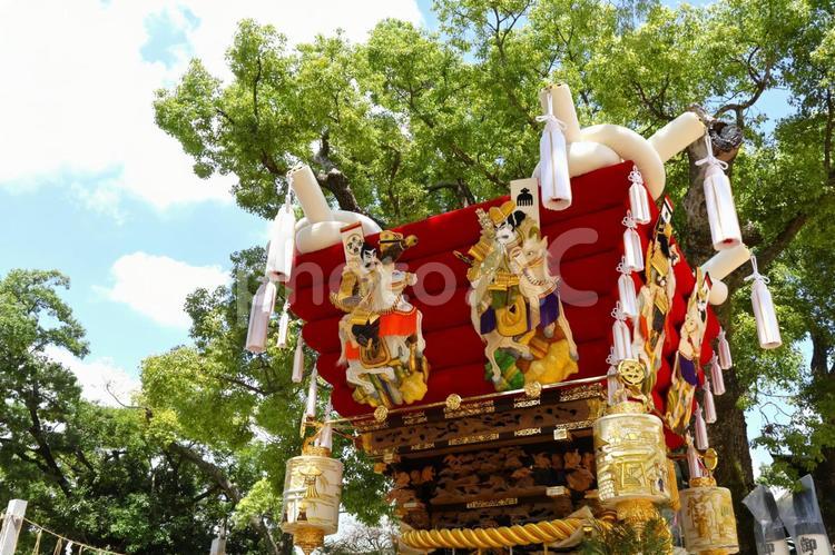 石切劔箭神社の夏季大祭の布団太鼓台アップ 石切劔箭神社,石切神社,夏季大祭の写真素材