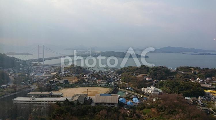 瀬戸内の風景 しまなみ海道,橋,船の写真素材