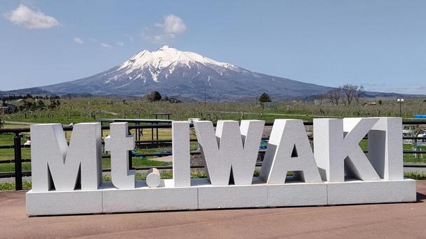 りんご公園からの岩木山 りんご公園からの岩木山 弘前市りんご公園,岩木山,青空の写真素材