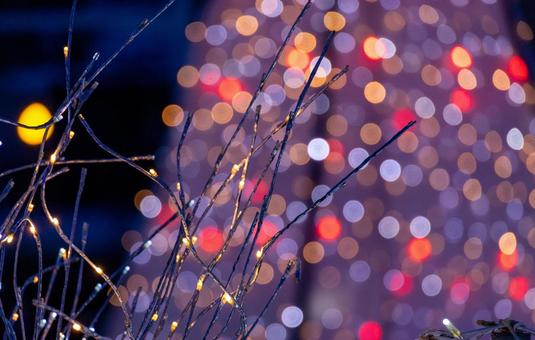 稚内の夜を彩る、冬のイルミネーション イルミネーション,暖色,夜景の写真素材