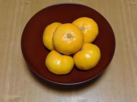 みかん 漆の器,みかん,果物の写真素材