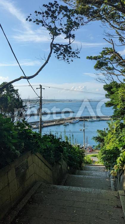 海の見える階段 酒列磯前神社,旅,風景の写真素材
