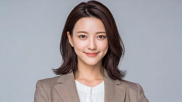 笑顔でカメラを見る若いビジネスウーマンの写真