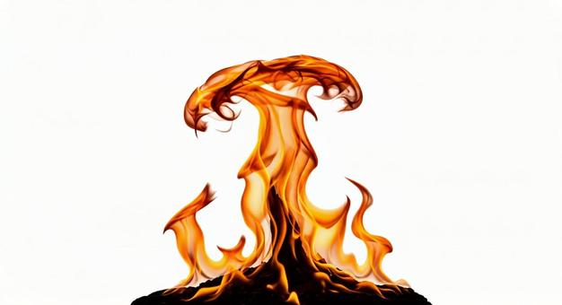 素材：上に燃え上がる炎の写真