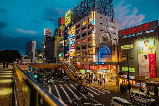 【宮城】仙台駅周辺の商店街 仙台駅,宮城,夕日の写真素材