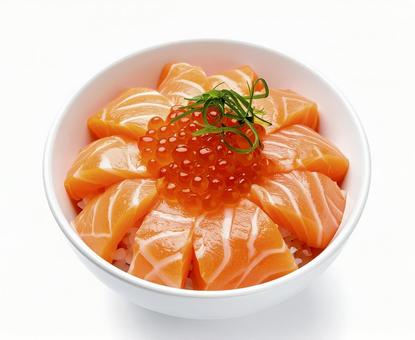 サーモンとイクラの丼 生成AI サーモンとイクラの丼 生成AI の写真