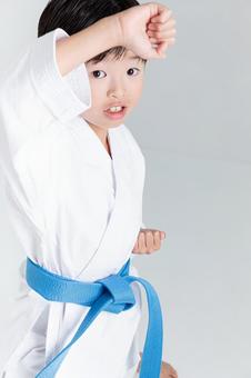 空手をする子ども 空手,型,男の子の写真素材