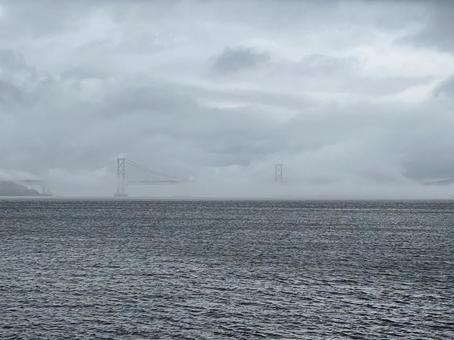 Photo, sea, fog, cloudy weather, 
