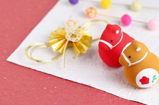 お正月と年賀状のイメージ素材(午年) 午年,お正月,年賀状の写真素材