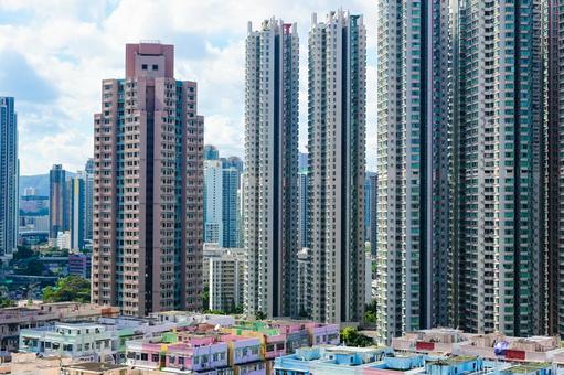 香港・超高層住宅群（奥運駅周辺） 香港,都市,高層の写真素材