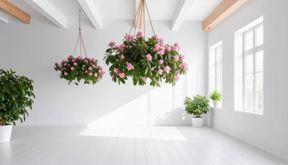 躑躅を飾る部屋の写真