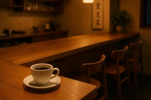 カウンターチェアとコーヒー カウンターチェアとコーヒーの写真