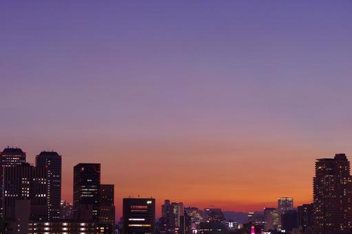 Magic hour, dusk, sunset, city, JPG
