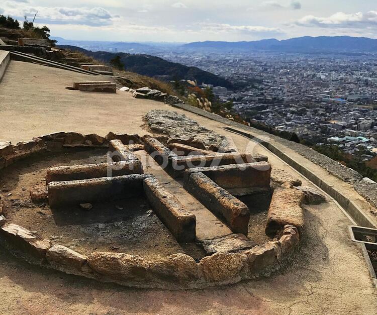 大文字焼き　大文字山　火床　大の字の真ん中 大文字焼き,大文字山,大文字の写真素材