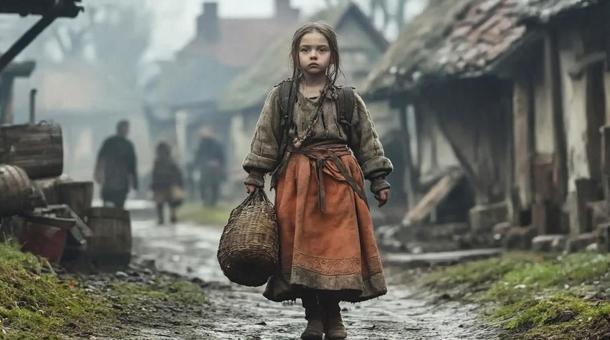 物売りの少女 物売りの少女の写真