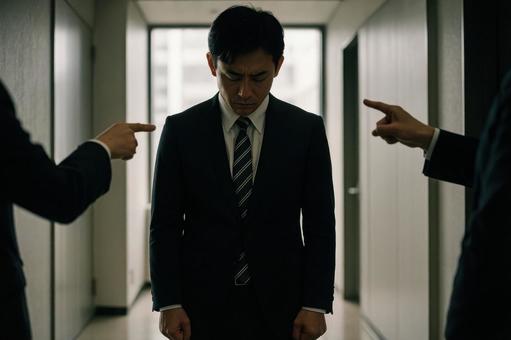 屈辱に耐えるビジネスマンの写真
