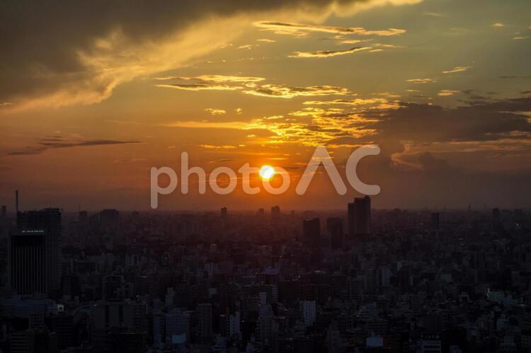 真夏の東京夕景１ 夕方,夕景,夕暮れの写真素材