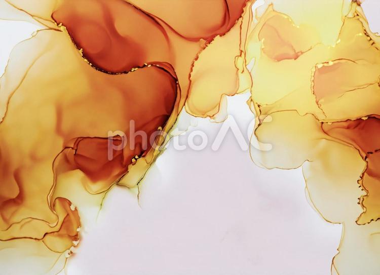 アルコールインクアート　秋　橙金　背景白 アルコールインクアート,テクスチャ,秋の写真素材