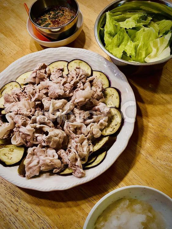 ナスと豚肉の冷しゃぶ ナス,豚肉,冷しゃぶの写真素材