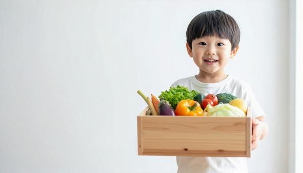 野菜と子供 野菜と子供の写真