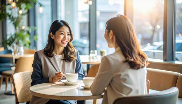 カフェ女性 カフェ女性の写真