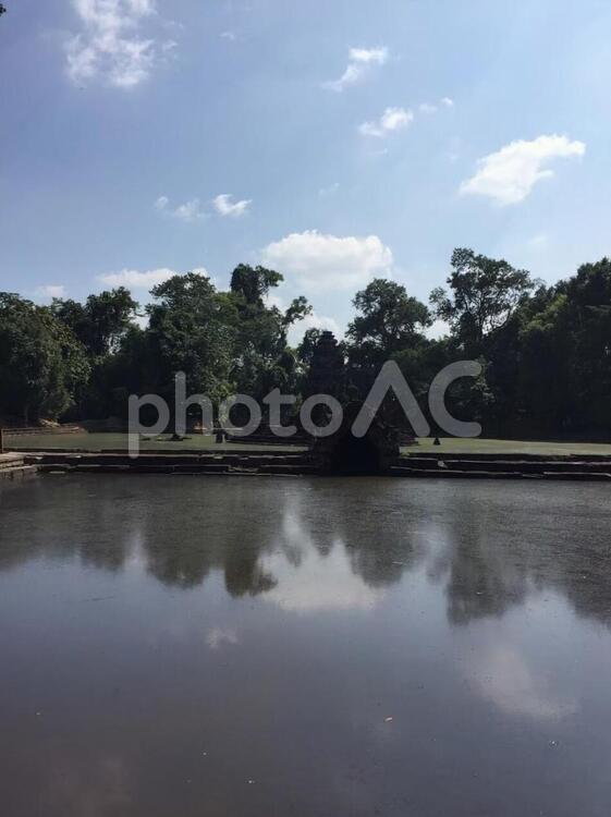 遺跡　アジア　世界遺産　寺院 水域,木,湖の写真素材