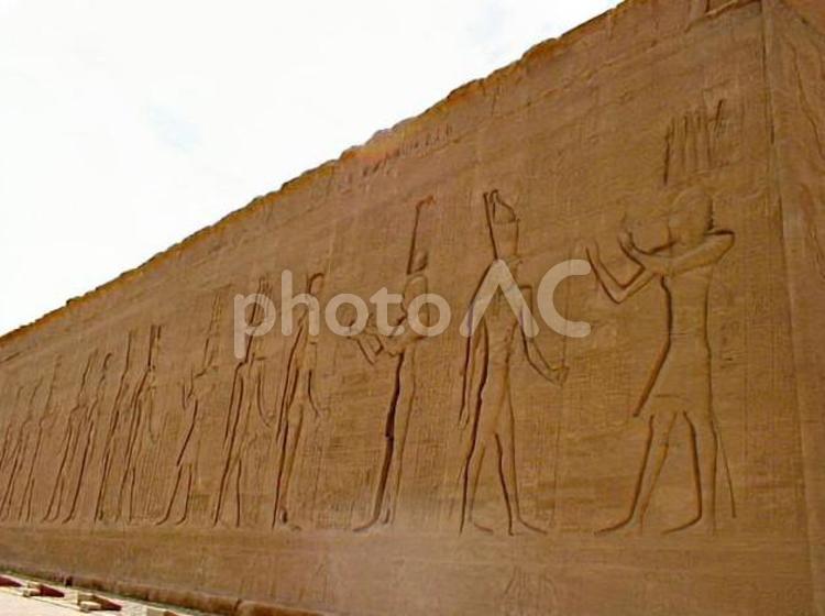 エドフ神殿　ホルス神殿　古代エジプト 遺跡,エジプト文明,壁の写真素材