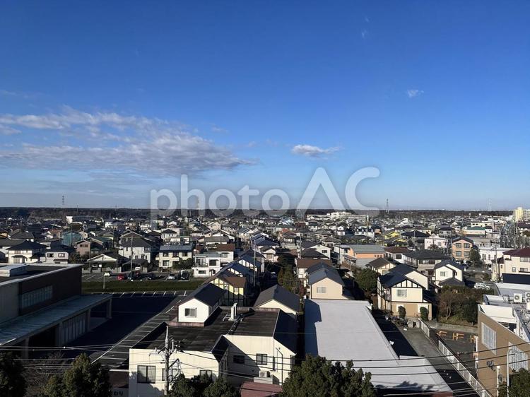 ビルの屋上からの風景２ ビル,街並み,空の写真素材
