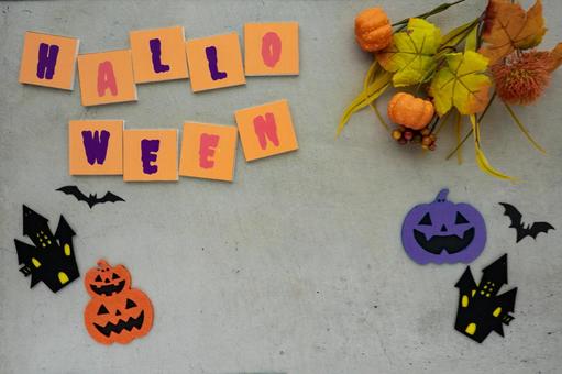 コンクリ背景のハロウィンデコレーション コンクリ背景のハロウィンデコレーション ハロウィン,ジャックオランタン,かぼちゃの写真素材