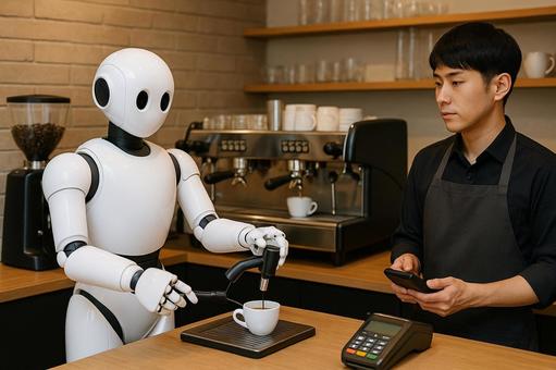 ロボットバリスタがコーヒー抽出するカフェ ロボットバリスタがコーヒー抽出するカフェの写真