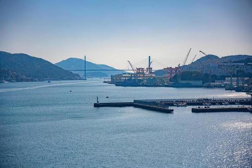 港町の青い景色 海,港,湾の写真素材