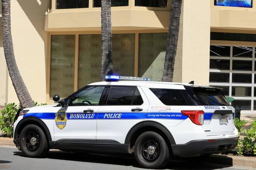 ホノルルのパトロールカー ホノルルのパトロールカー ハワイ,警察,市警の写真素材